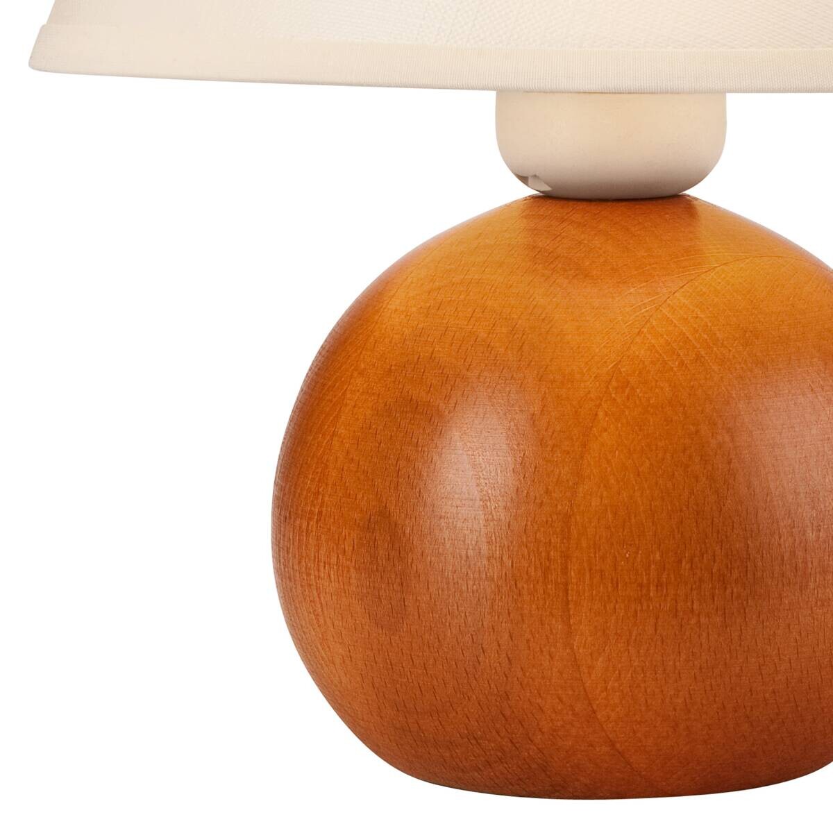Lamkur Tischleuchte BALL 33082 rustikal Stoff Stahl Holz H/L: ca. 24x19 cm E27 1 Brennstellen