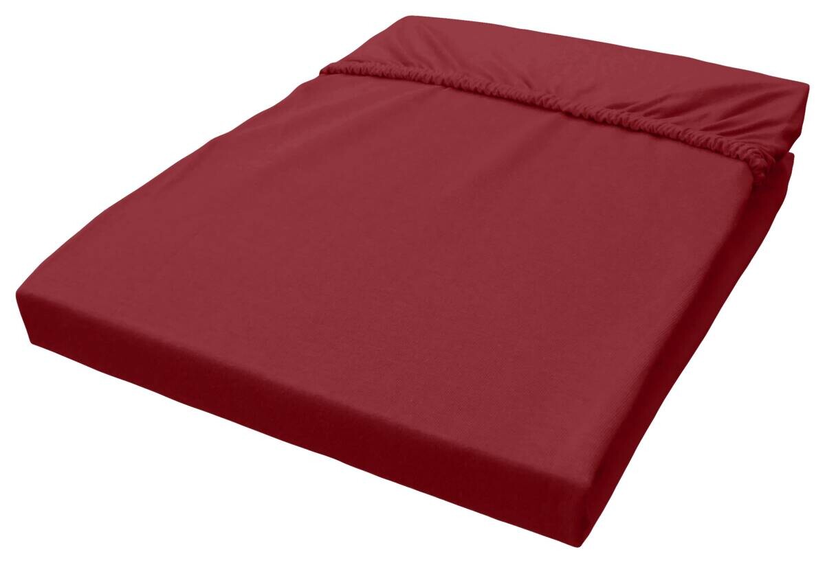 Jersey Spannbetttuch bordeaux Baumwolle B/H/L: ca. 180x28x200 cm