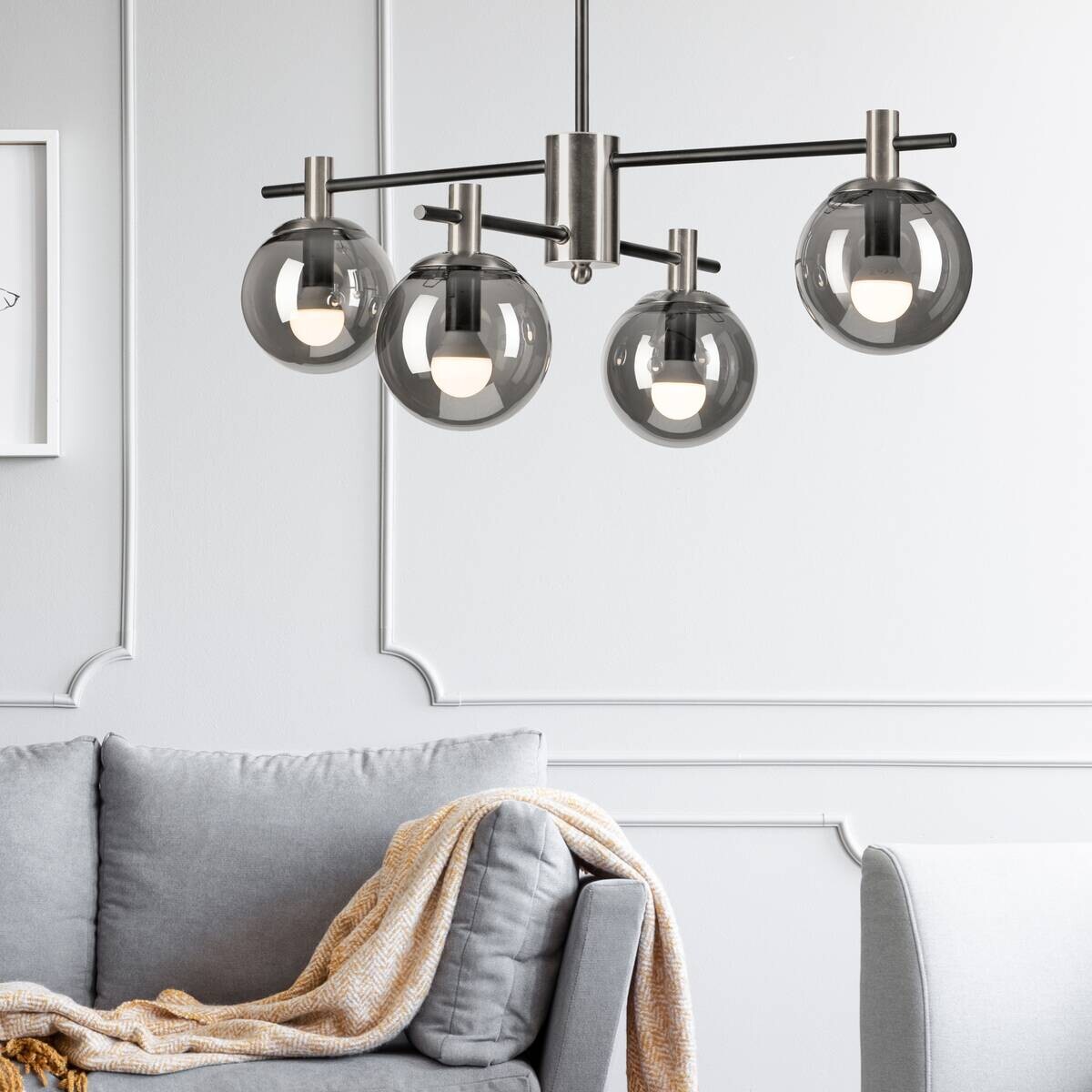 Lamkur Deckenleuchte Lilou Chrom Glas Stahl B/H/L: ca. 61x53x61 cm E14 4 Brennstellen