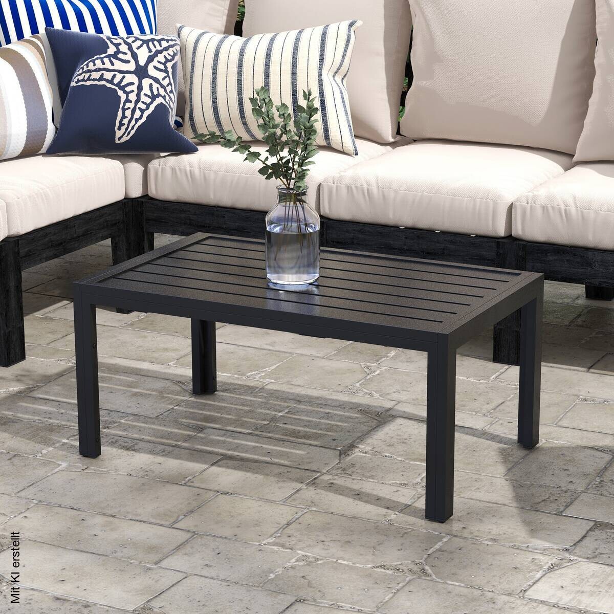 Outsunny Balkontisch schwarz Stahl B/H/L: ca. 61x46x101,5 cm