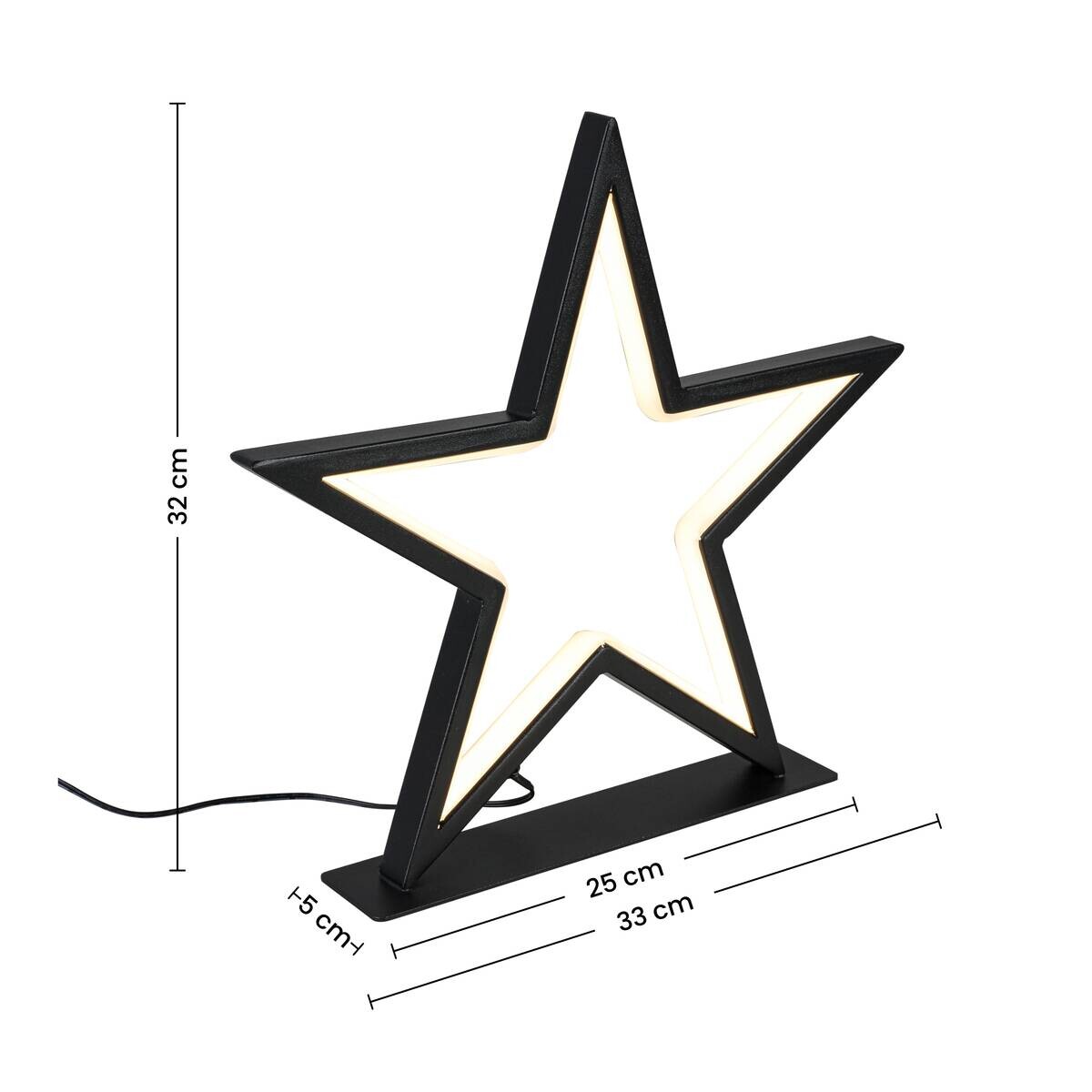 LED-Dekoleuchte Stella schwarz Metall B/T/L: ca. 33x5x32 cm