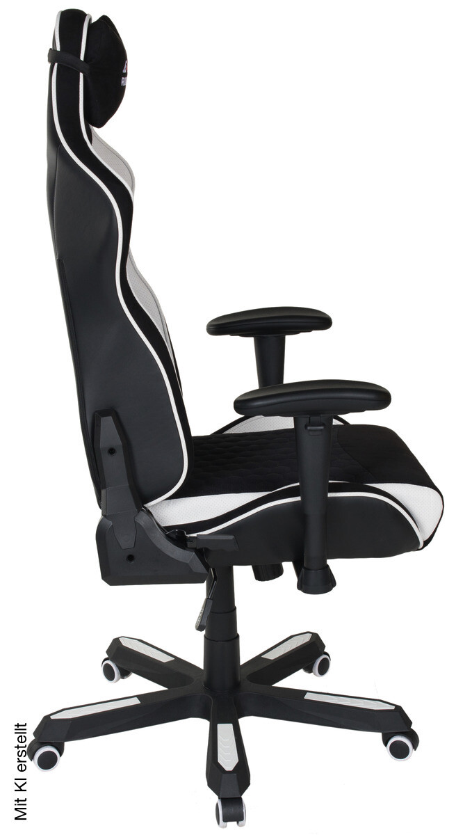 Gaming-Sessel Game-Rocker schwarz weiß Kunstleder Microfaser
