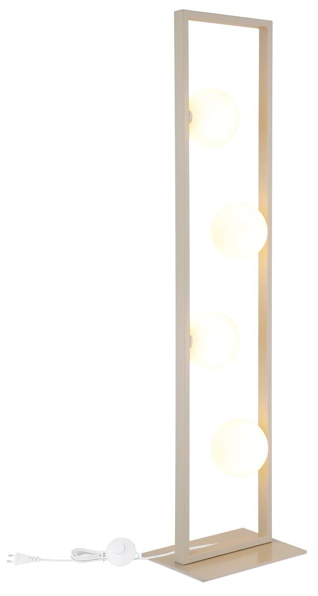 GLOBO Stehlampe Opal rostfarbig sand Glas Metall B/H/L: ca. 20x110x28 cm G9 4 Brennstellen