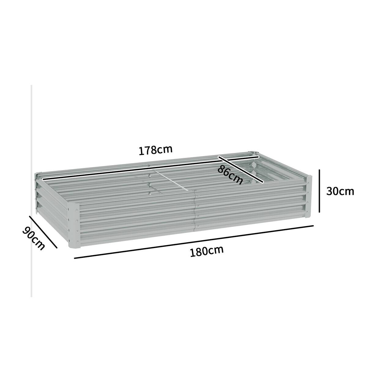 Outsunny Hochbeet silber Stahl B/H/L: ca. 90x30x180 cm