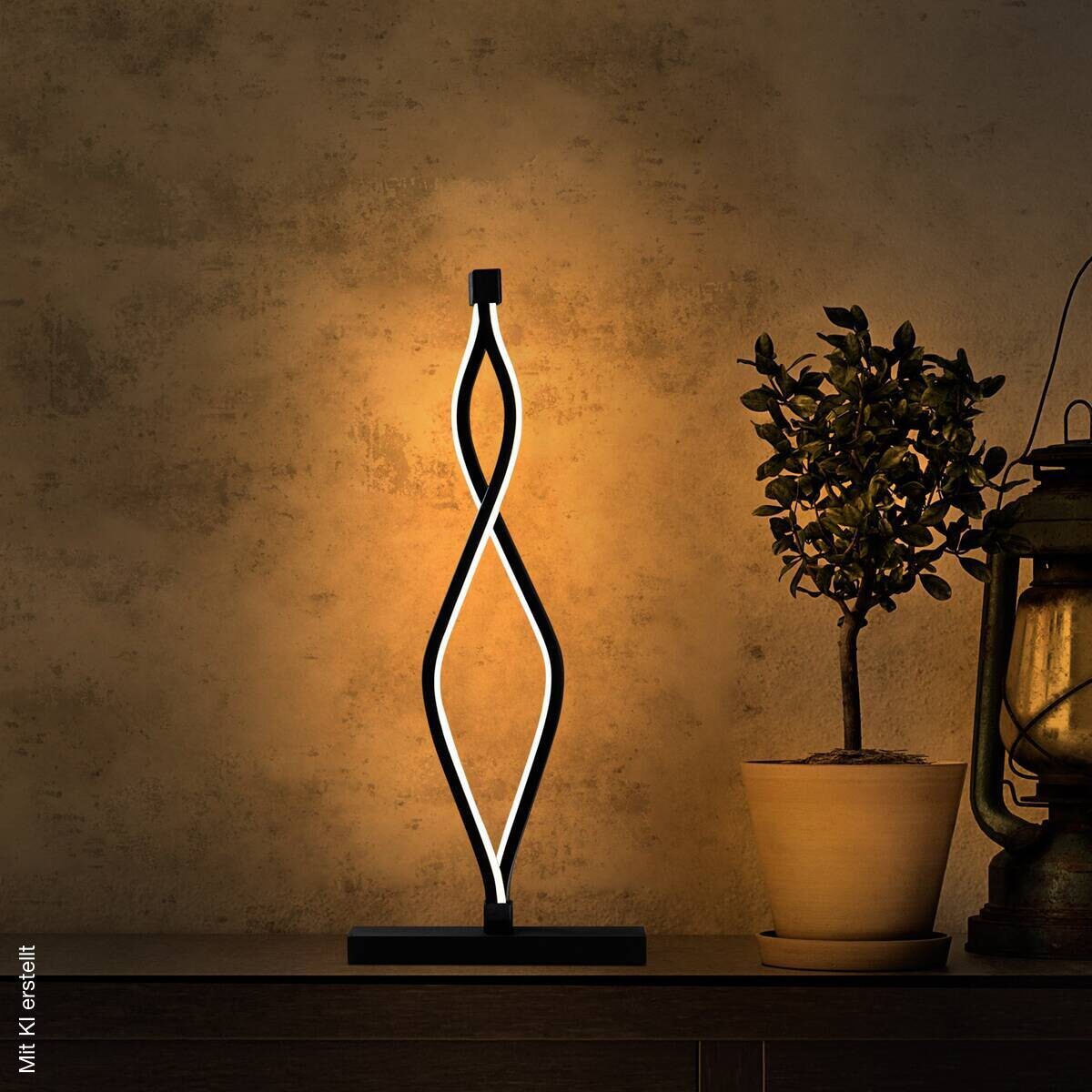 Opviq LED-Tischleuchte schwarz Metall B/H/T: ca. 20x48x12 cm