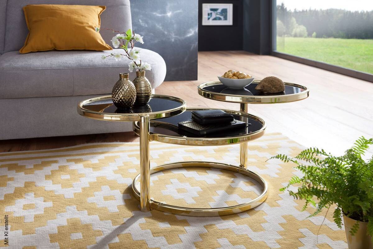 Couchtisch schwarz gold lackiert B/H/T: ca. 58x43x58 cm