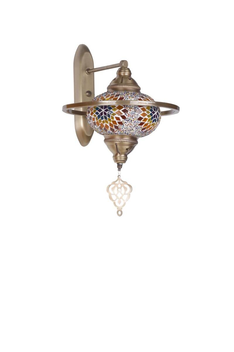Wandleuchte mehrfarbig Metall Glas B/H/T/L: ca. 30x44x30x25 cm E27 1 Brennstellen