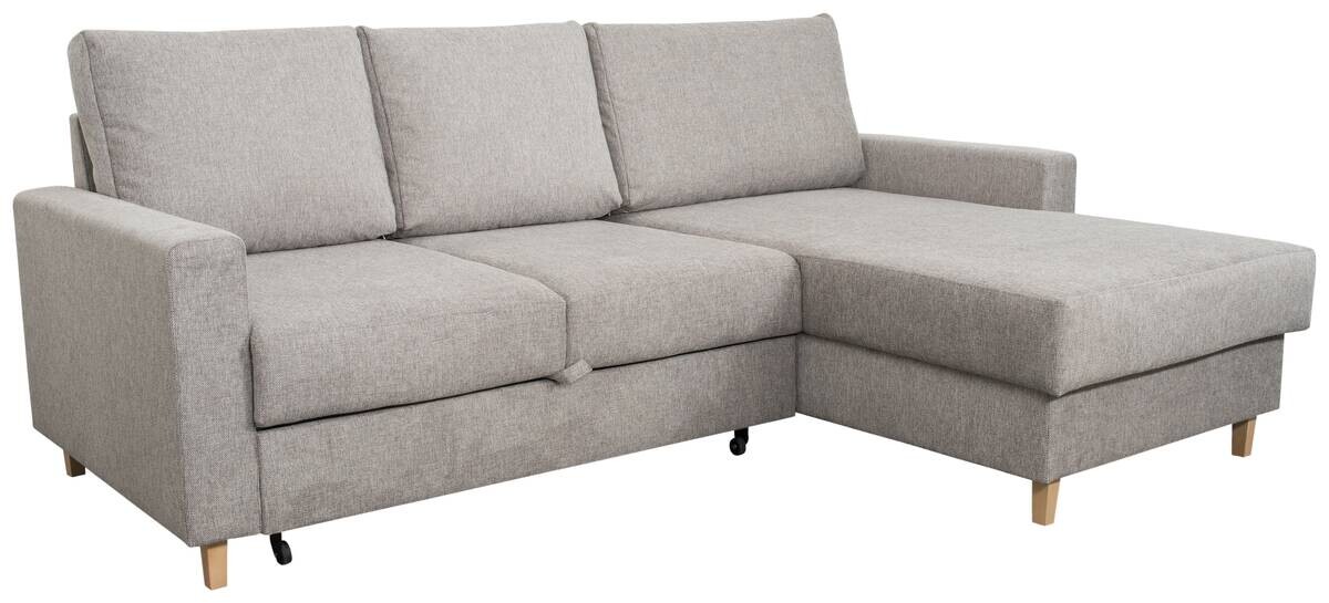 Ecksofa mit Bettfunktion und Bettkasten grau Microfaser B/H/T: ca. 228x92x163 cm