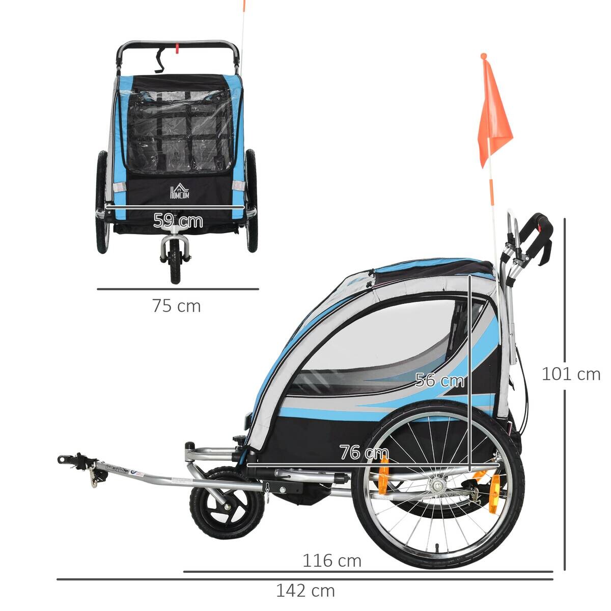 HOMCOM Fahrrad-Zubehör blau blau B/H/L: ca. 75x142x101 cm