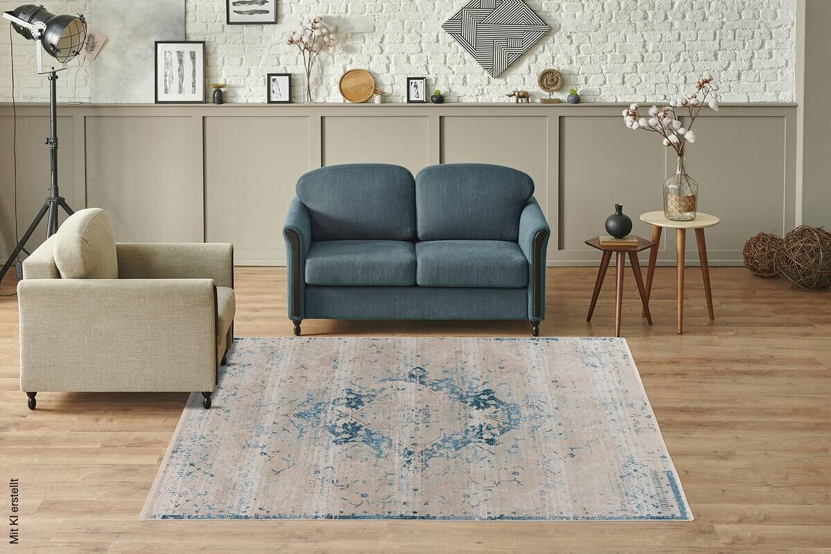 Kayoom Kurzflorteppich Milan 225 blau B/H/L: ca. 120x0,5x170 cm
