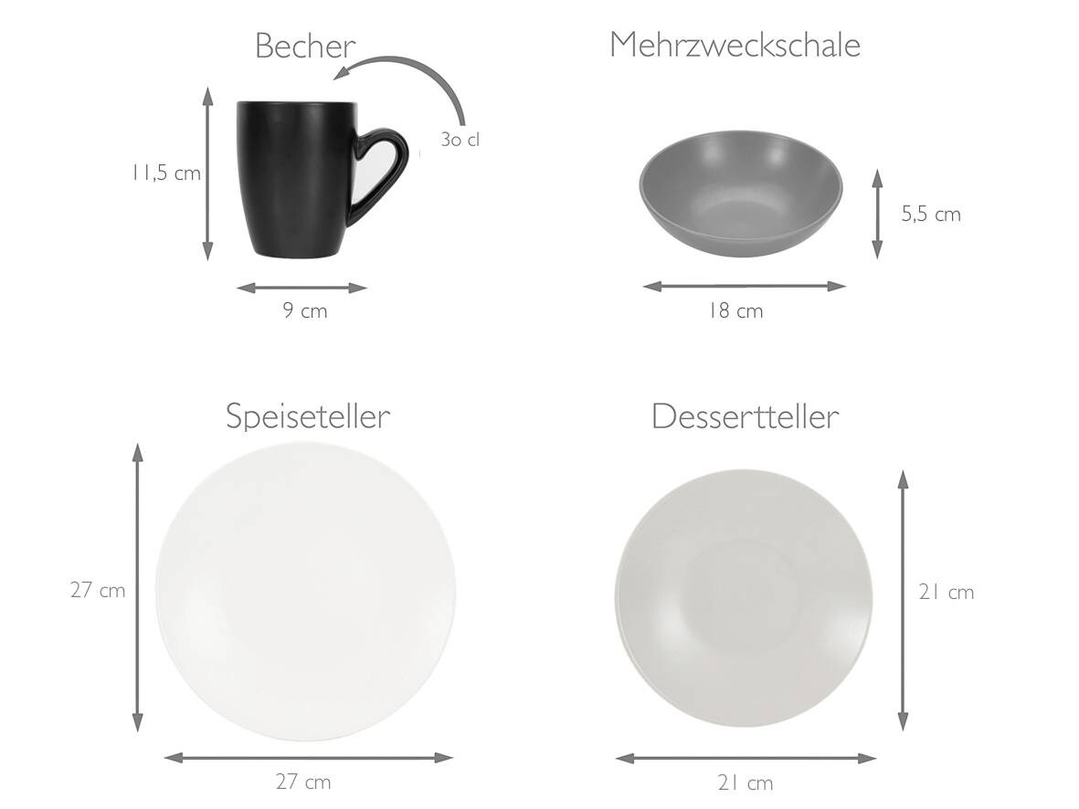 CreaTable Kombiservice Manhattan multicolor Steinzeug 16 tlg.
