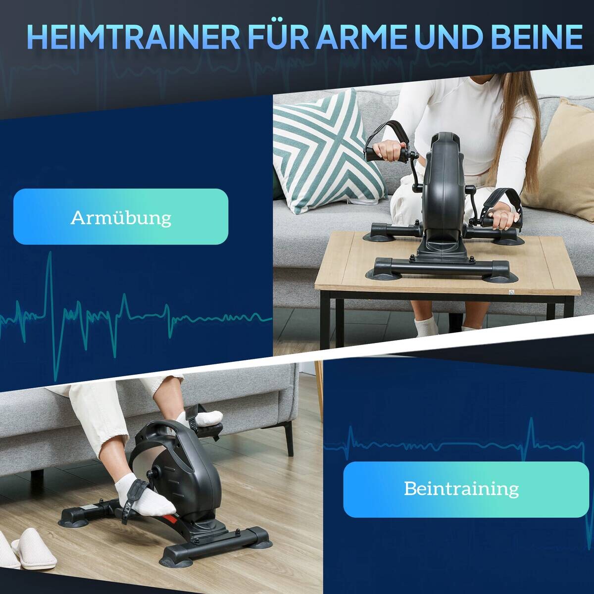 SPORTNOW Pedaltrainer schwarz Stahl B/H/L: ca. 48x37x58 cm