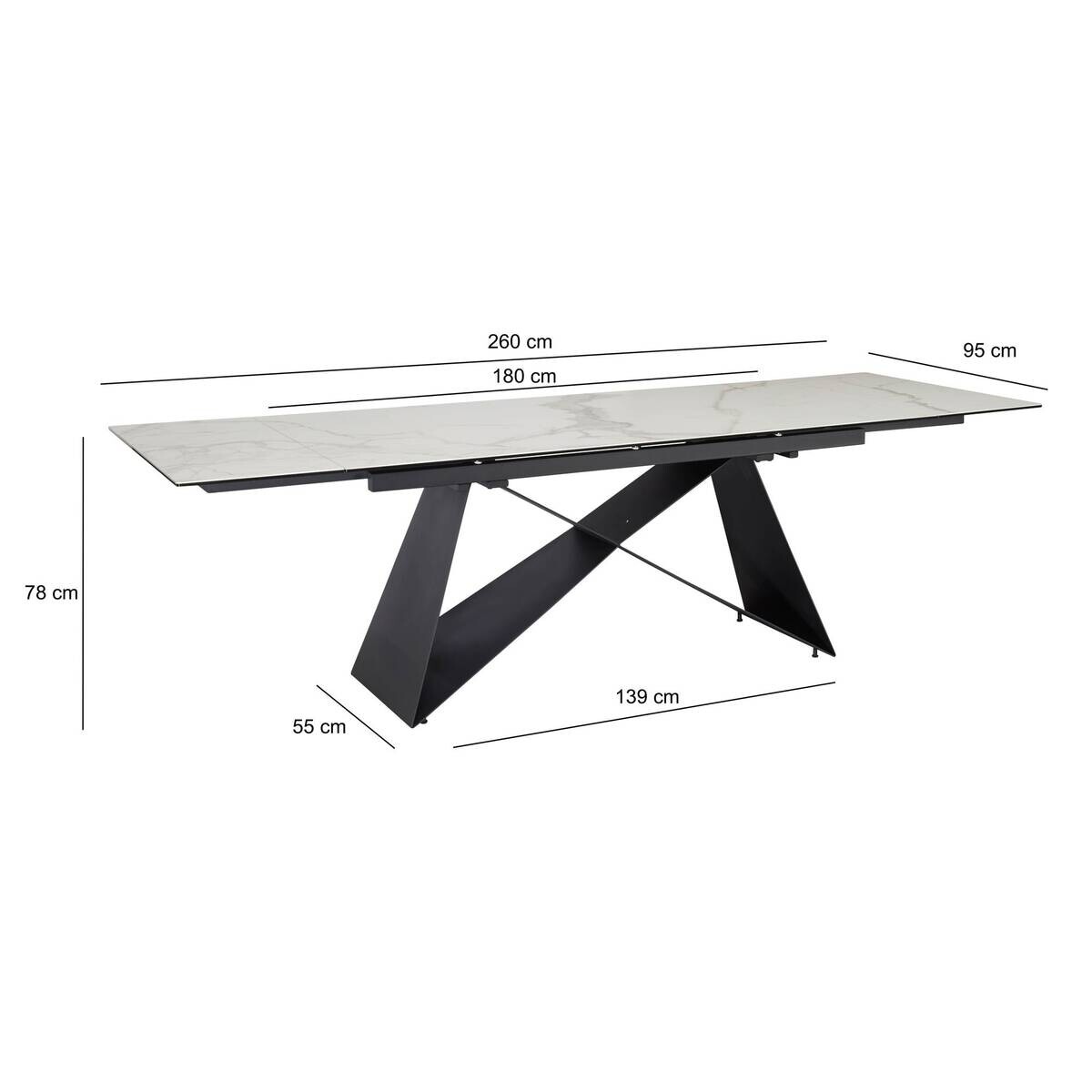 Esstisch weiß Marmor Optik B/H/T: ca. 180x76x95 cm