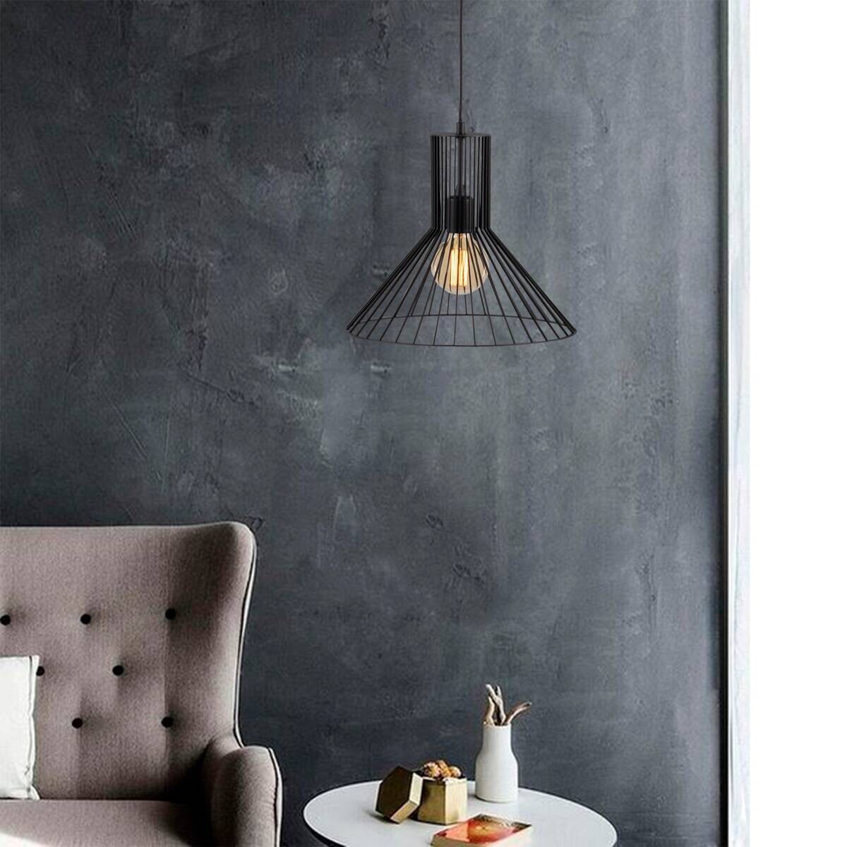 Opviq Pendelleuchte Fellini schwarz Metall B/H/T/L/D: ca. 38x128x38x38x38 cm E27 1 Brennstellen