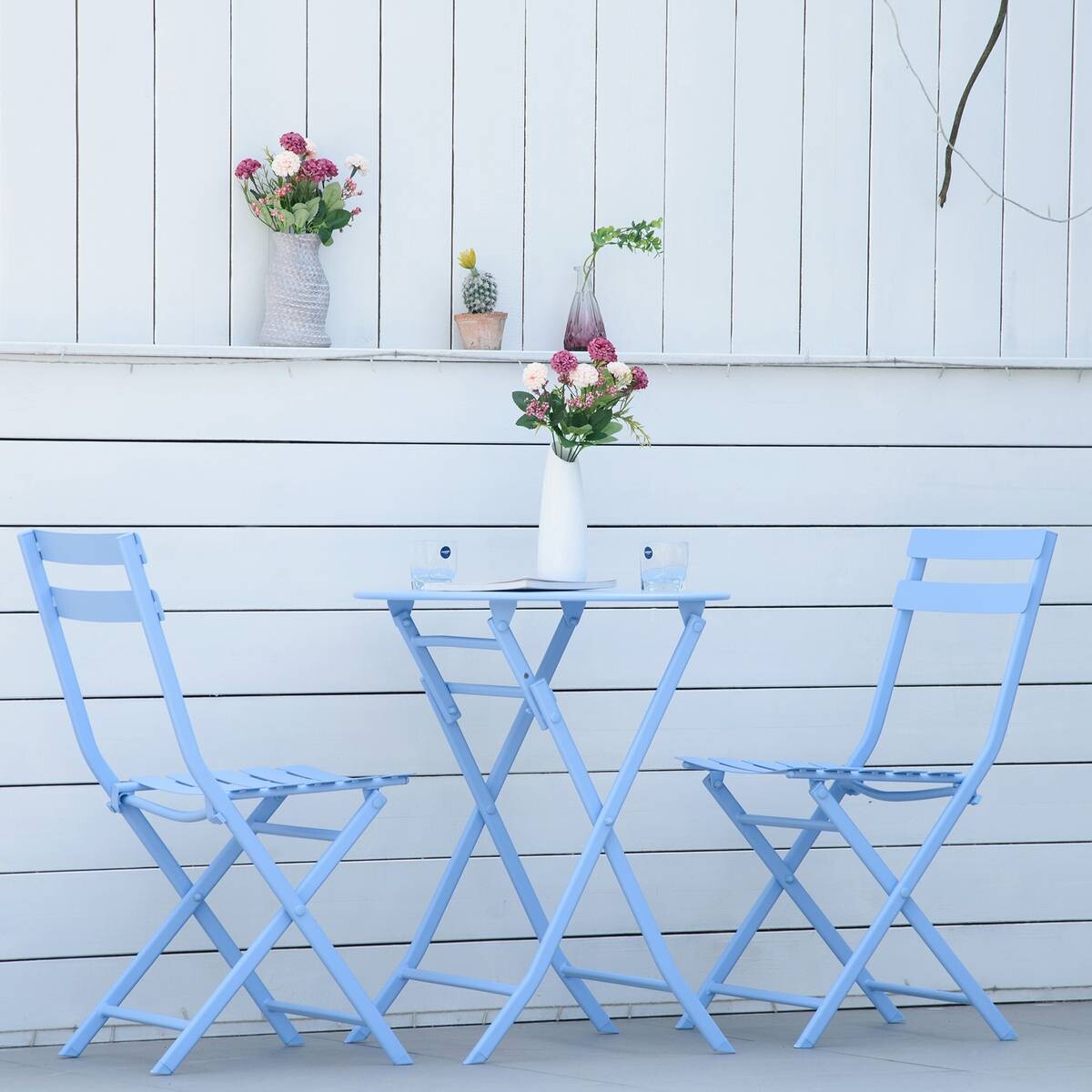 Outsunny Gartenmöbel-Set hellblau Metall