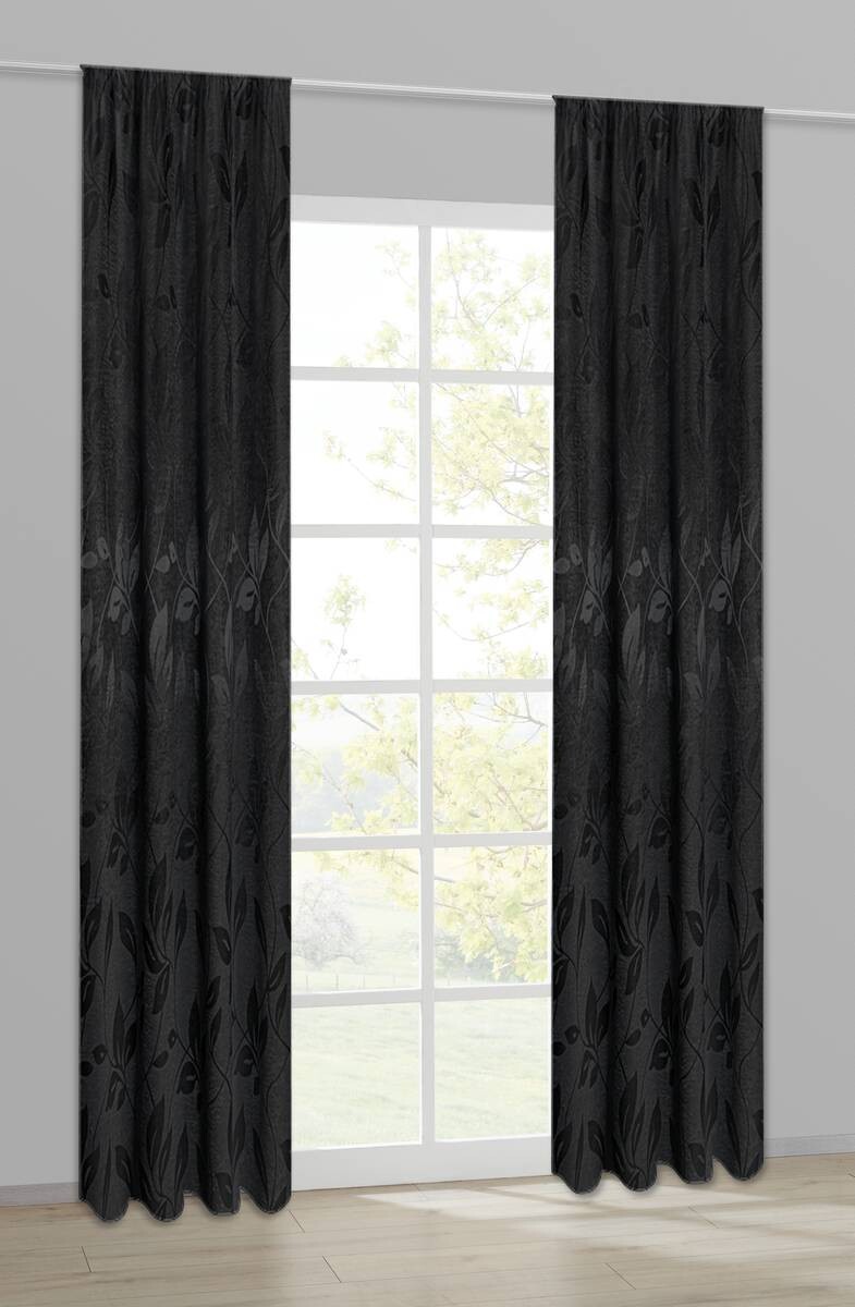 Happy Home Dekovorhang Blätter silber B/L: ca. 140x245 cm