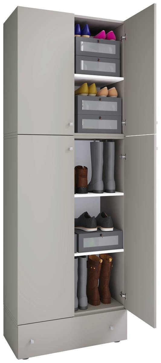 Schuhschrank Lona grau weiß B/H/T: ca. 70x200x39 cm