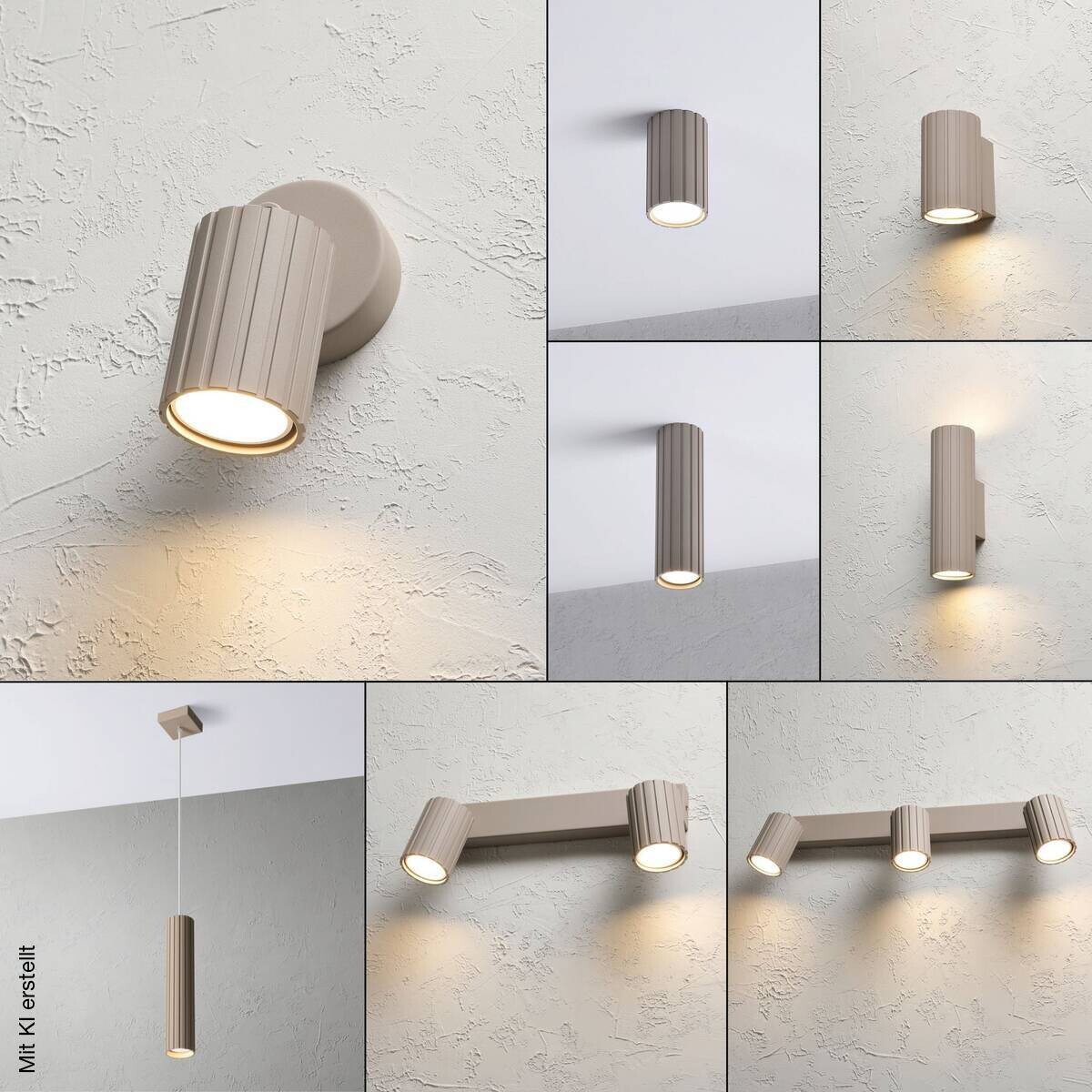 Lamkur Wandleuchte Prisma beige Stahl B/H/L: ca. 8x16x8 cm GU10 1 Brennstellen