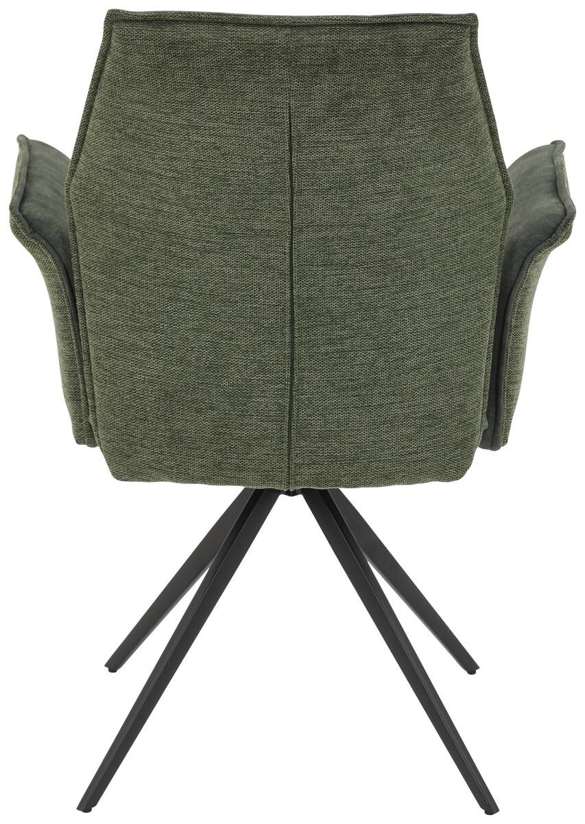 Armlehnstuhl 4er Set SUSANNE grün Vintage schwarz Webstoff Metall Microfaser B/H/T: ca. 65x92x64 cm