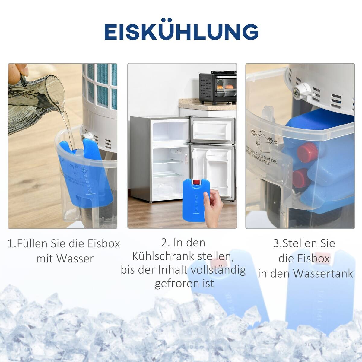 HOMCOM Luftkühler weiß Edelstahl Kunststoff Polypropylen B/H/L: ca. 30x30x100,8 cm