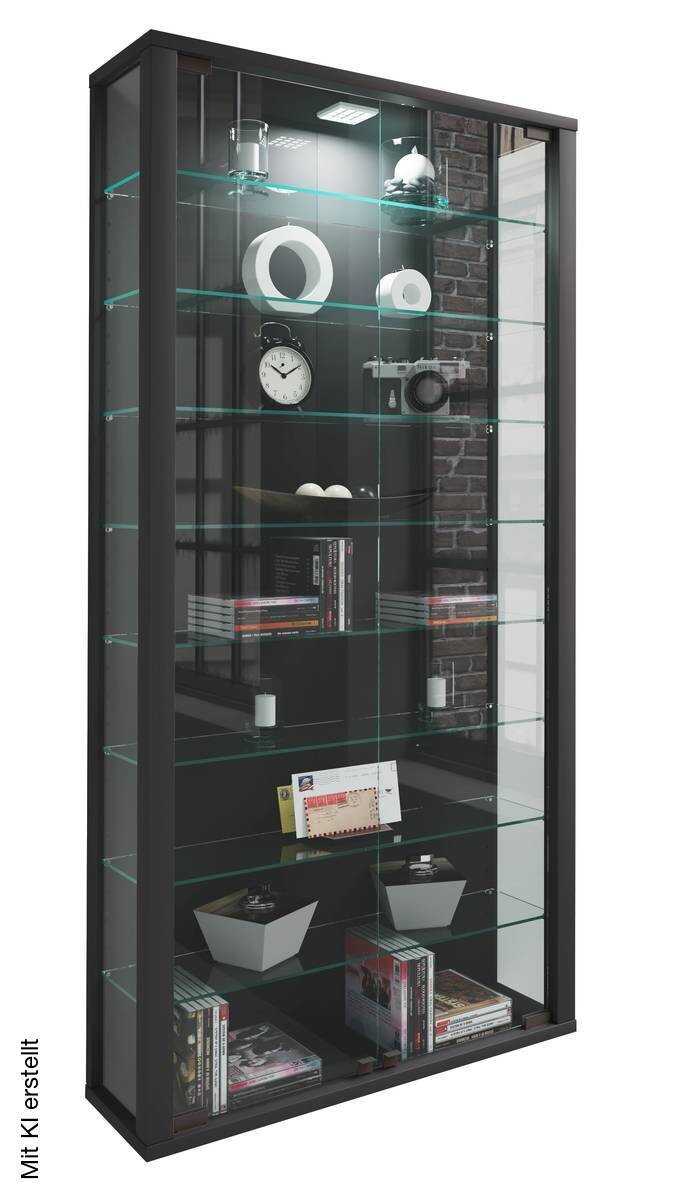 Vitrine Vitrosa Maxi schwarz Holzwerkstoff Glas B/H/T: ca. 59x113x18 cm
