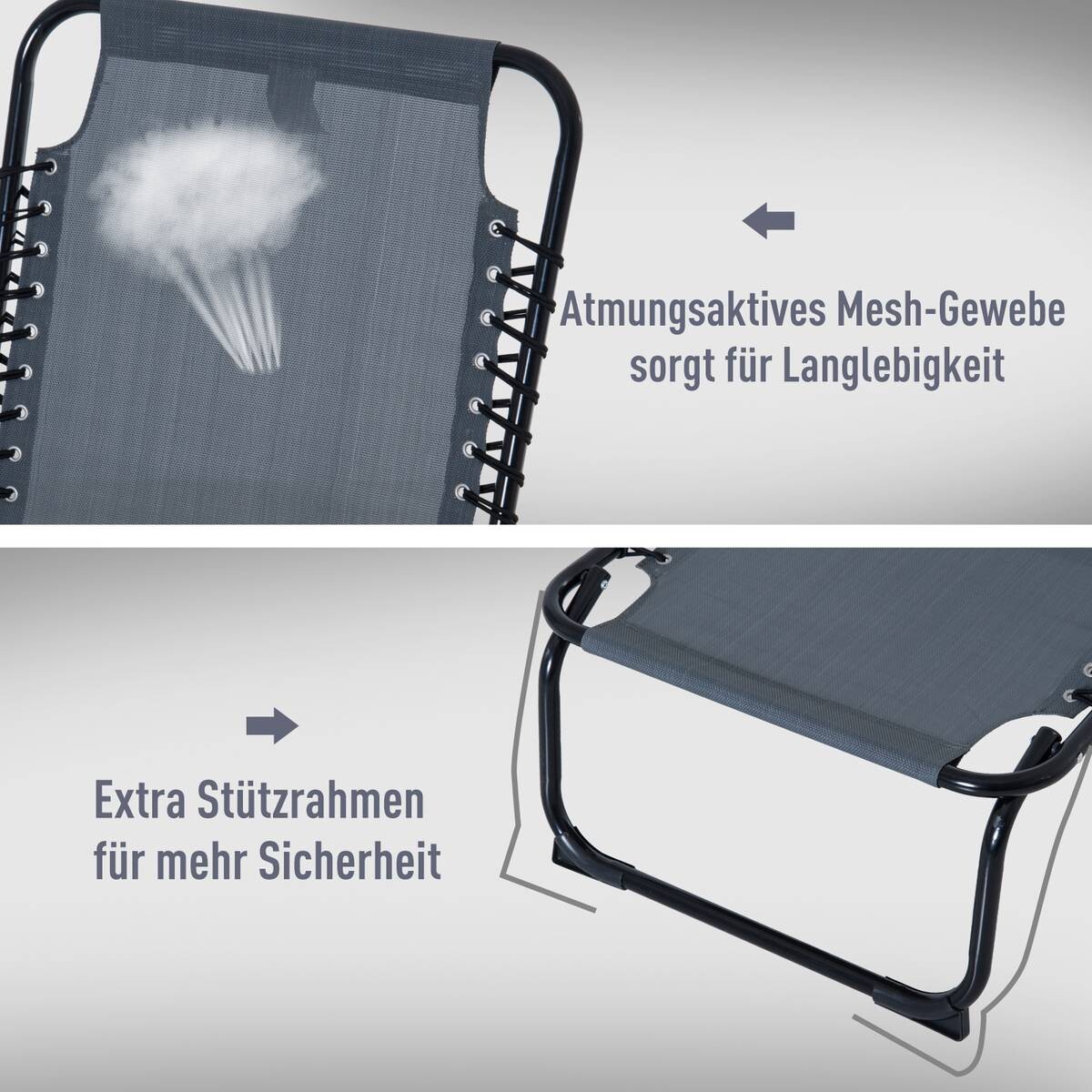 Outsunny Klappliege dunkelgrau Metall B/H/L: ca. 58x26x197 cm