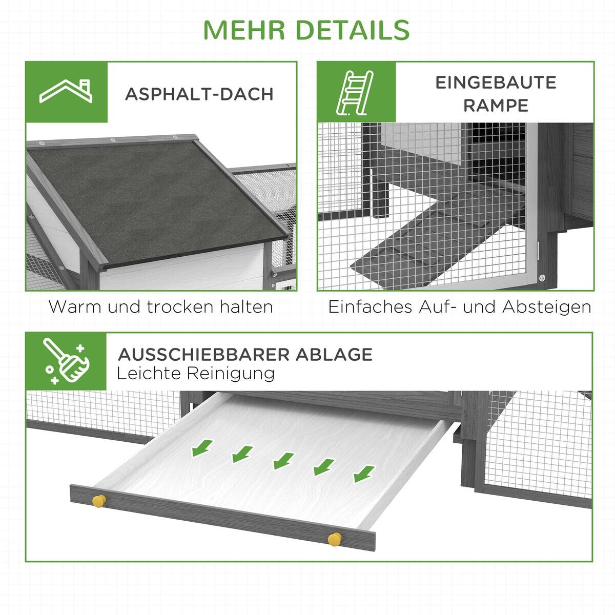 PawHut Stall grau Edelstahl B/H/L: ca. 125x247x113,5 cm