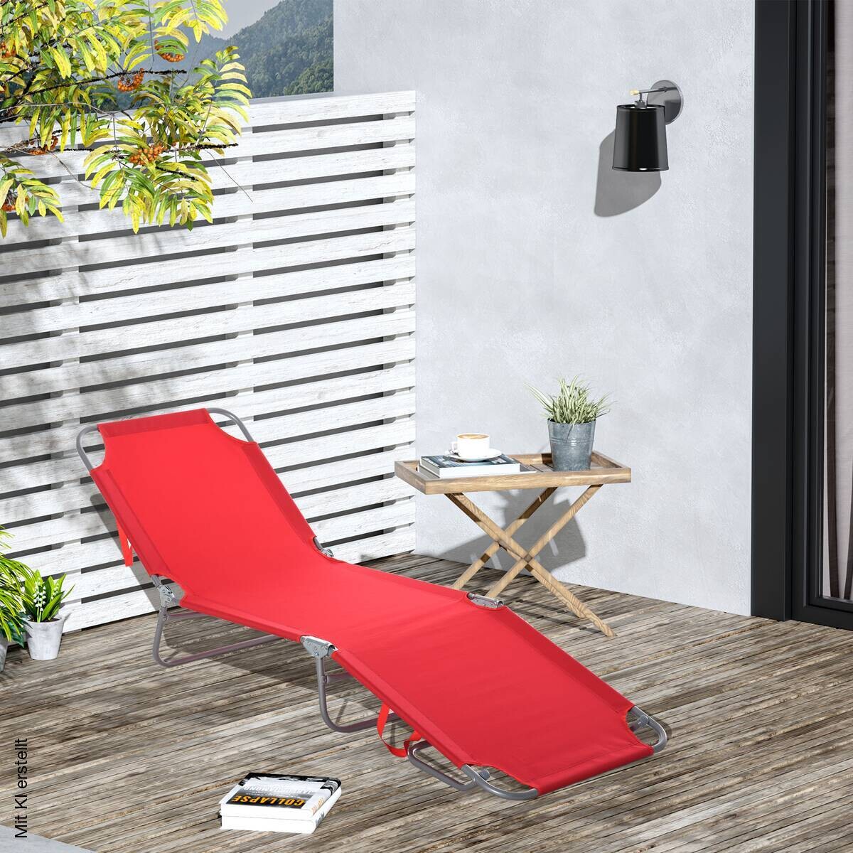 Outsunny Sonnenliege rot Polyester B/H/L: ca. 55x24x187 cm