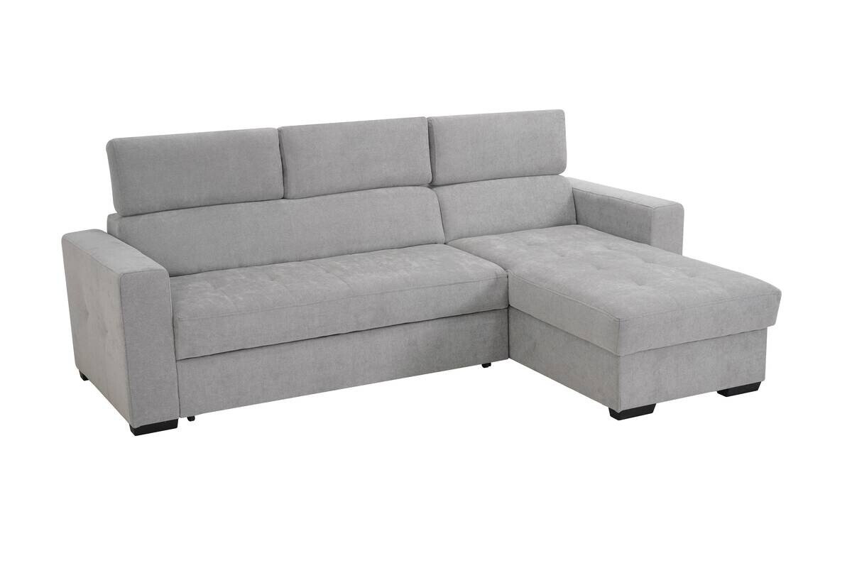 Ecksofa mit Bettfunktion und Bettkasten grau Microfaser B/T: ca. 238x170 cm