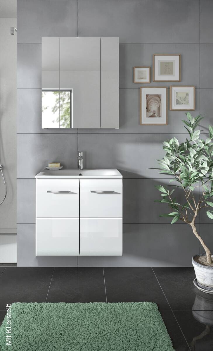 Badezimmer-Set Ice weiß weiß Hochglanz B/H/T: ca. 60x185x46 cm