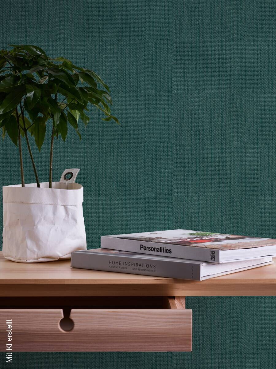 Vliestapete Textiloptik grün B/L: ca. 53x1005 cm glitzernd