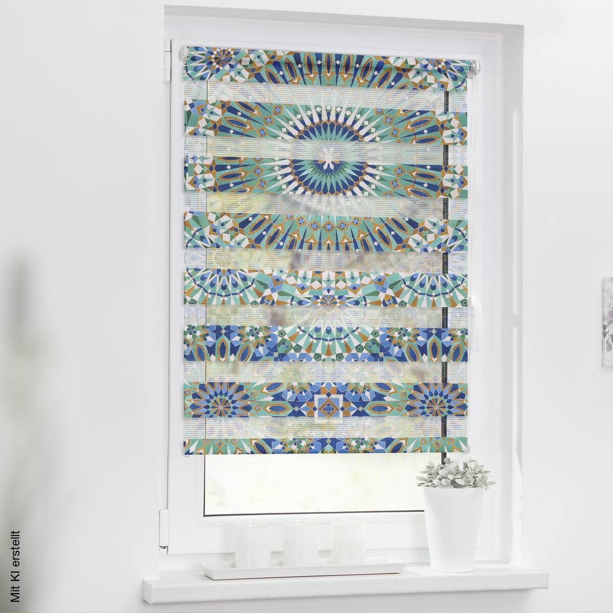 LICHTBLICK Doppelrollo Duo Orentalisches Muster blau B/T: ca. 90x150 cm