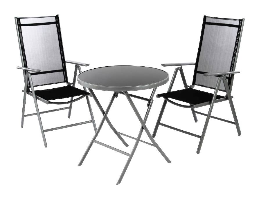 VCM Gartensitzgruppe schwarz Stahl B/H/T: ca. 56x105x65 cm