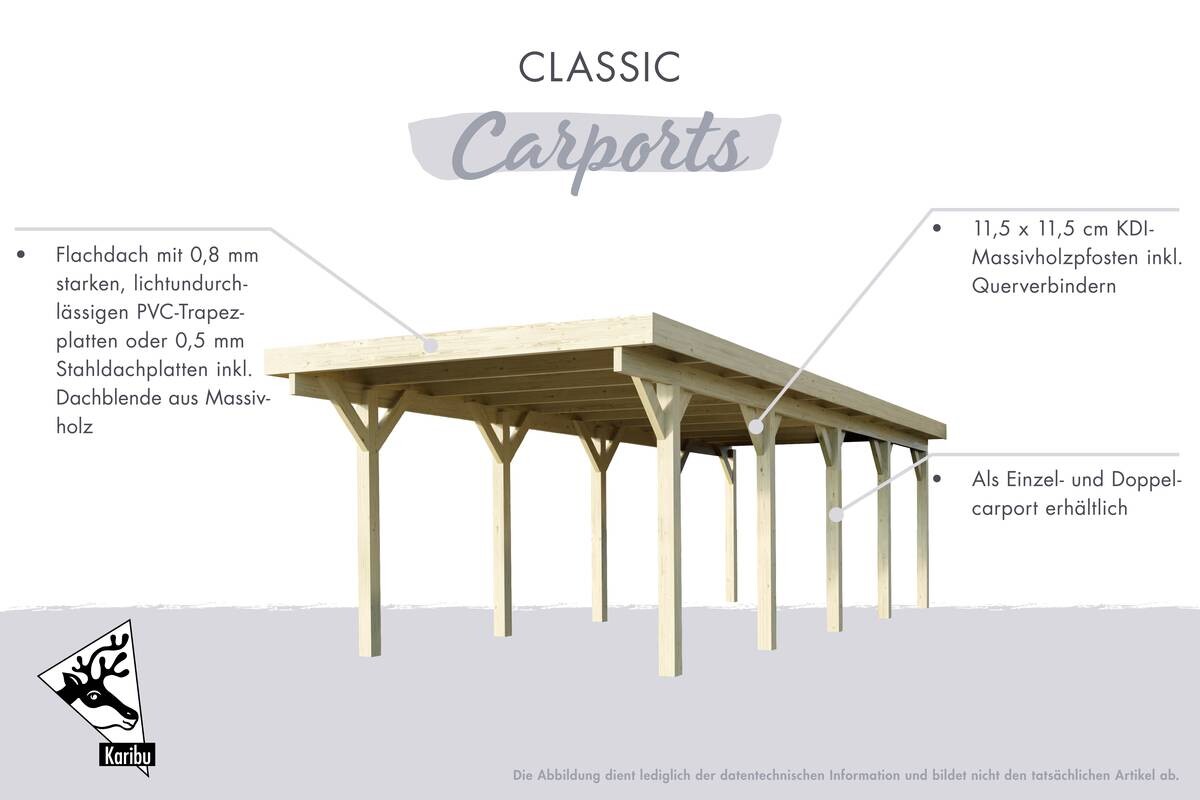 Karibu Carport Classic 1A B/H/T: ca. 598x237x480 cm
