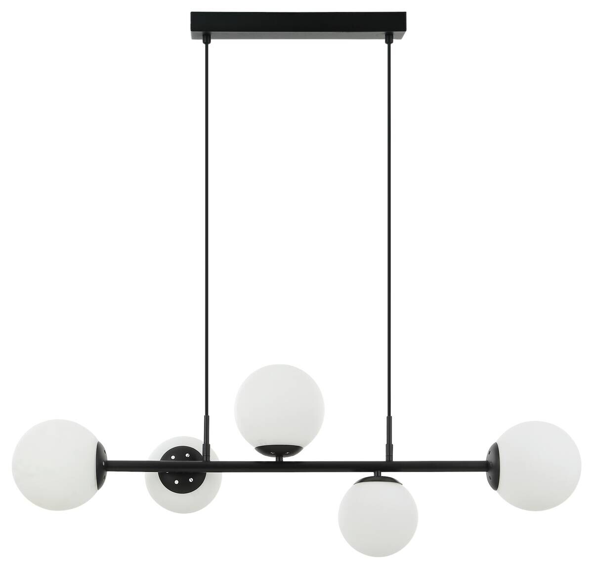 Lamkur Pendelleuchte Maddie schwarz Glas Stahl B/H/L: ca. 120x23x93 cm E14 5 Brennstellen