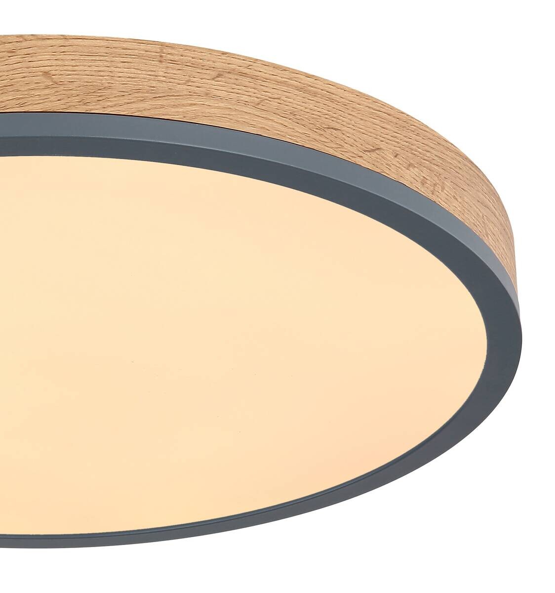 LED-Deckenleuchte Doro Holzoptik Graphit Kunststoff Metall Holz H/D: ca. 8,5x45 cm