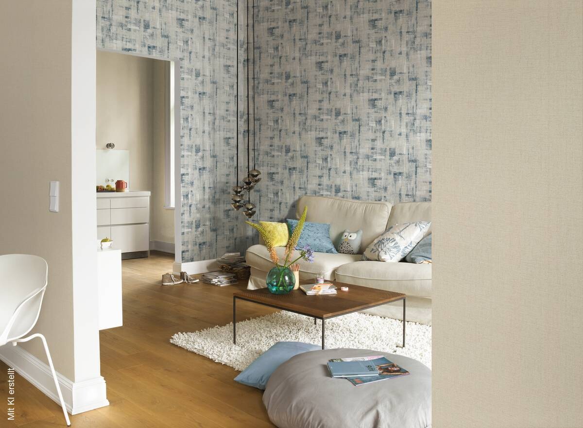 Rasch Vliestapete Struktur beige blau B/L: ca. 53x1005 cm