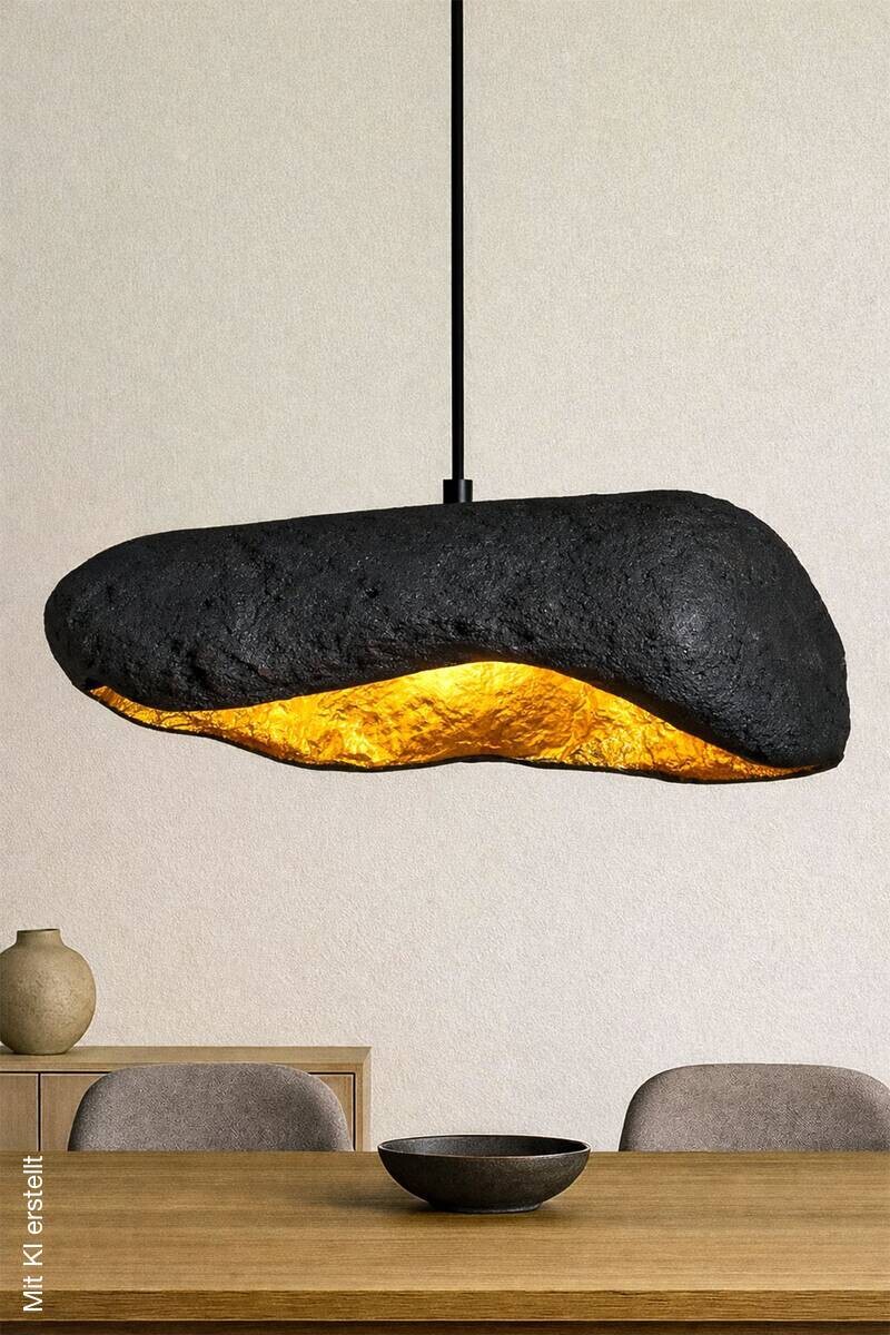 Pendelleuchte schwarz gold Beton B/H/L/D: ca. 33x60x33x33 cm E27 1 Brennstellen