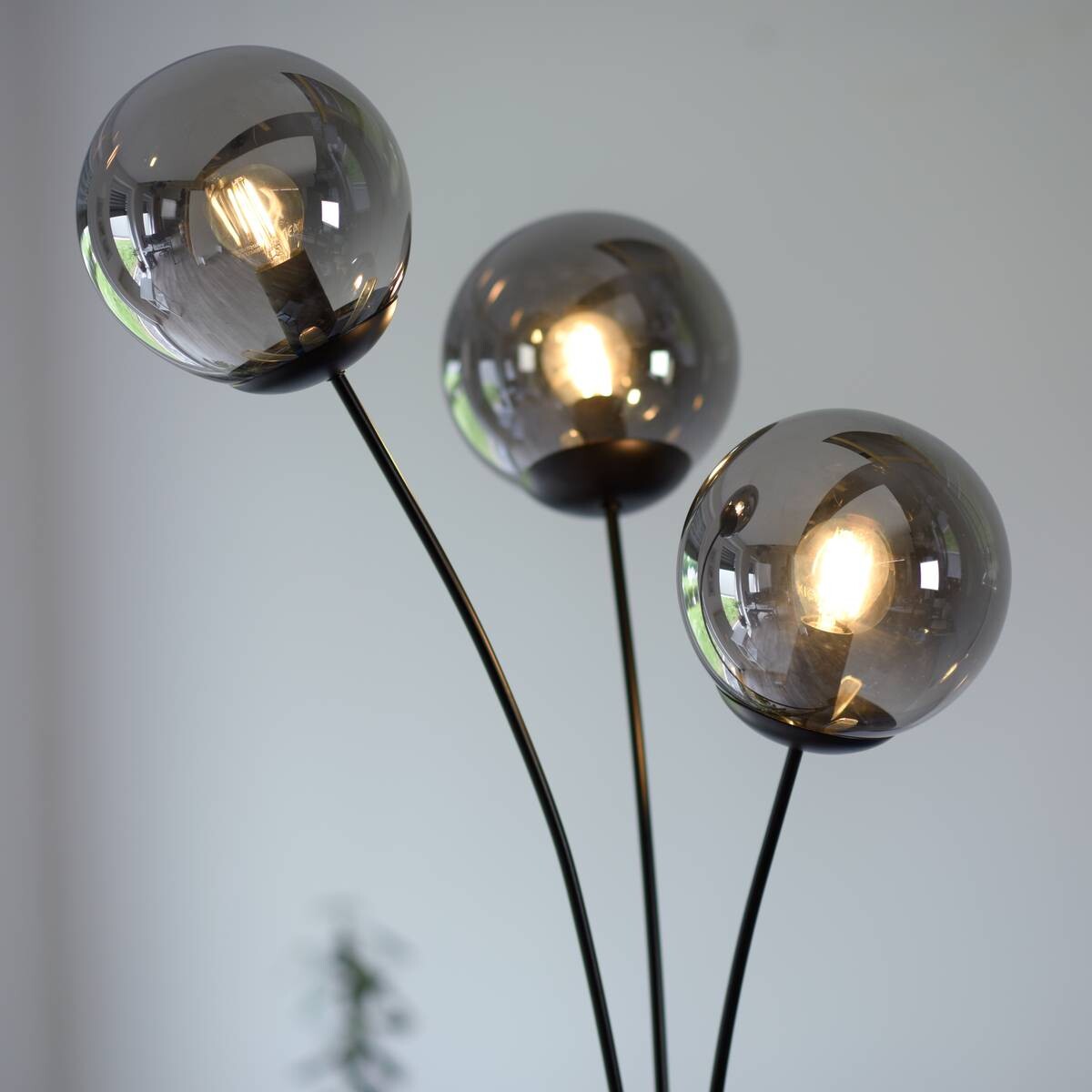 Just Light Stehlampe BIG WIDOW 14603-18 schwarz Rauchglas Metall B/H: ca. 35x185 cm E14 3 Brennstellen