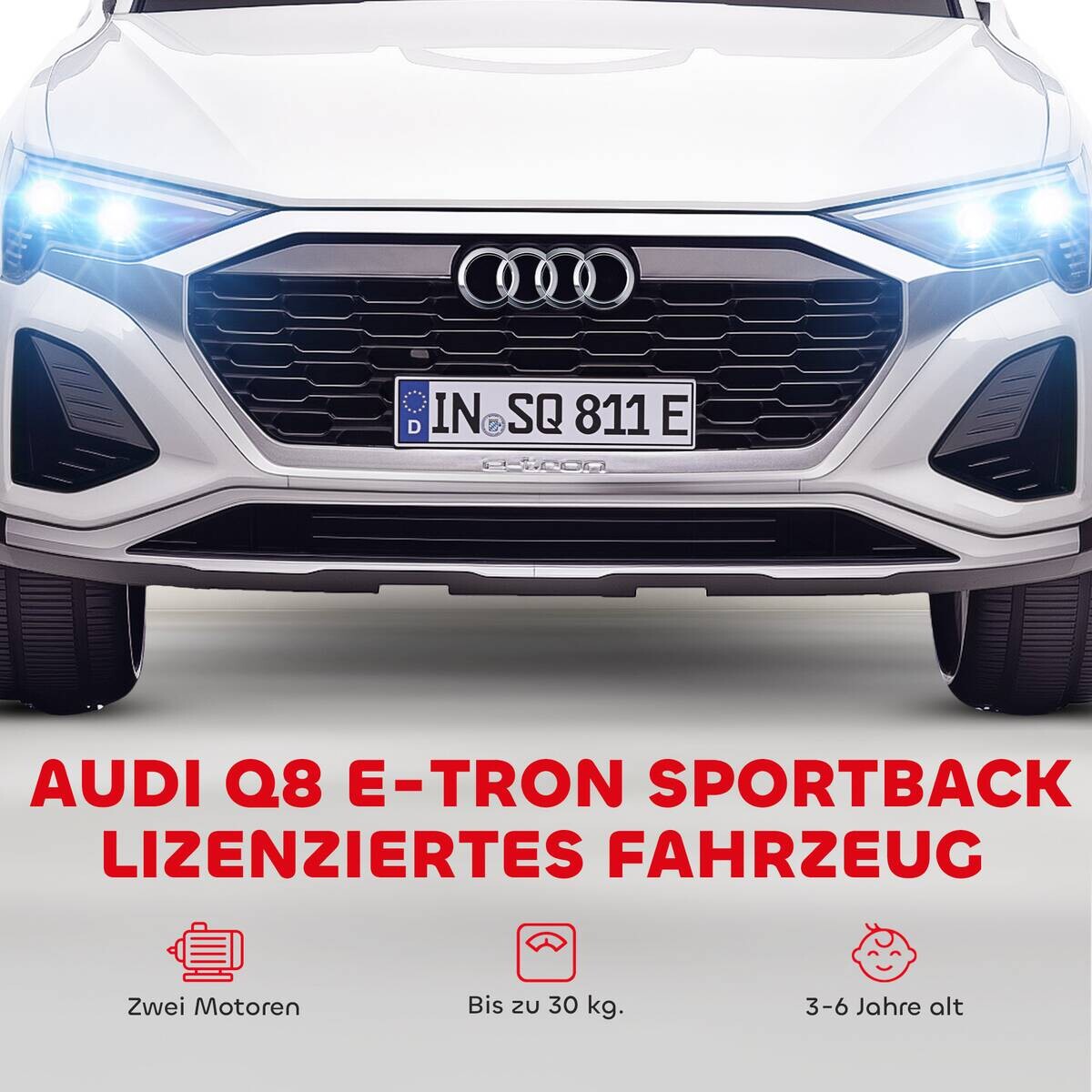 AIYAPLAY Kinder Elektroauto weiß B/H/L: ca. 49,5x43x98 cm