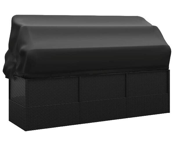 vidaXL Loungebett schwarz Rattan B/H/L: ca. 65x127x203 cm