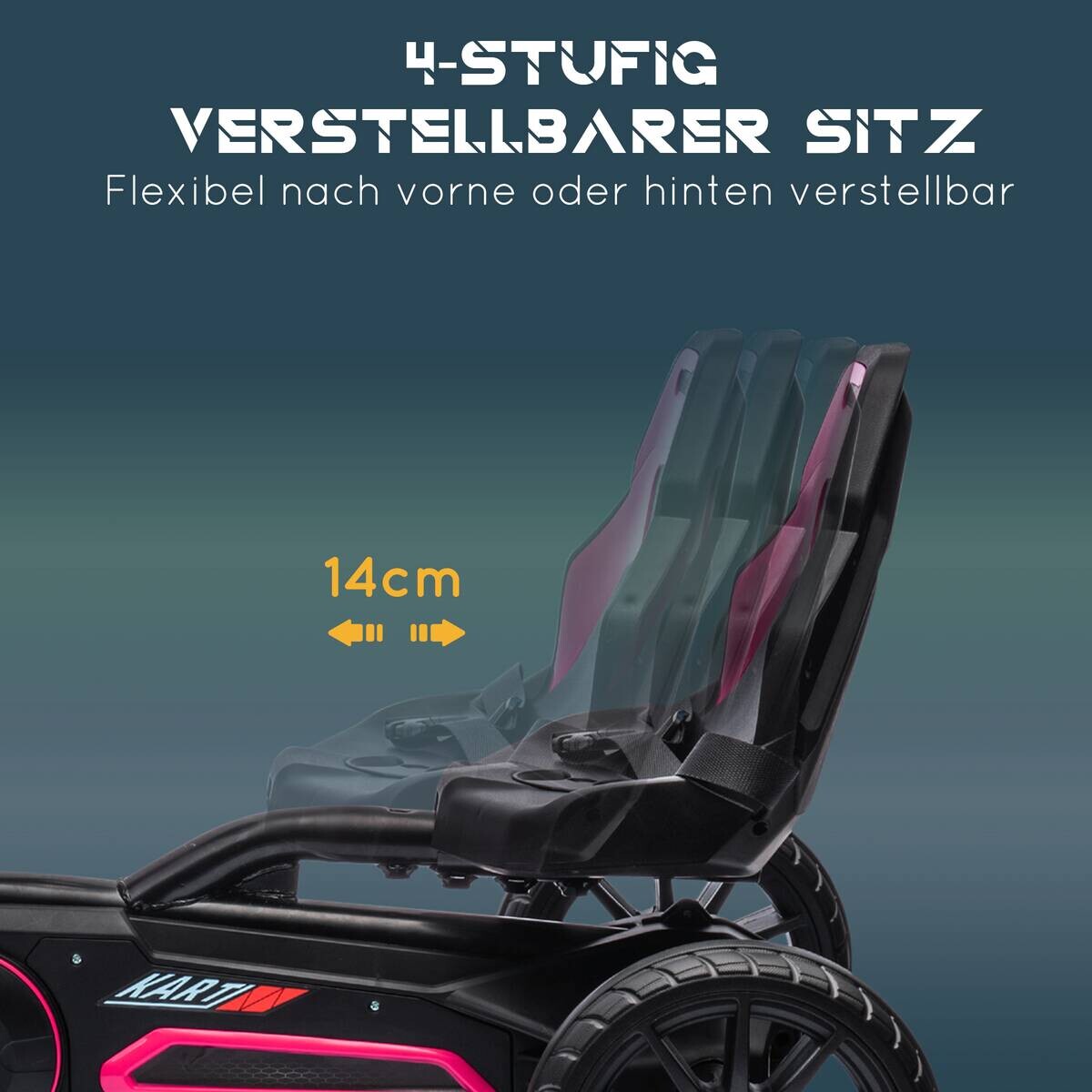 HOMCOM Go-Kart rosa B/H/L: ca. 58x58,5x100 cm