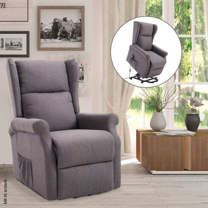 HOMCOM Elektrischer Fernsehsessel 713-031GY grau Polyester-Mischgewebe Holz Schaumstoff B/H/L: ca. 73x109x94 cm