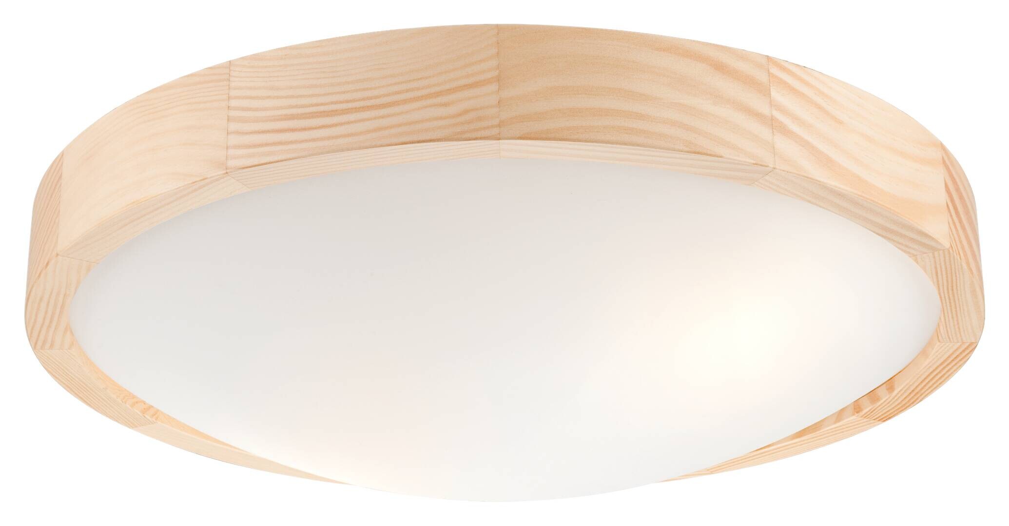 Lamkur Deckenleuchte Anello kiefer Glas Holz H/L: ca. 8x37 cm E27 2 Brennstellen