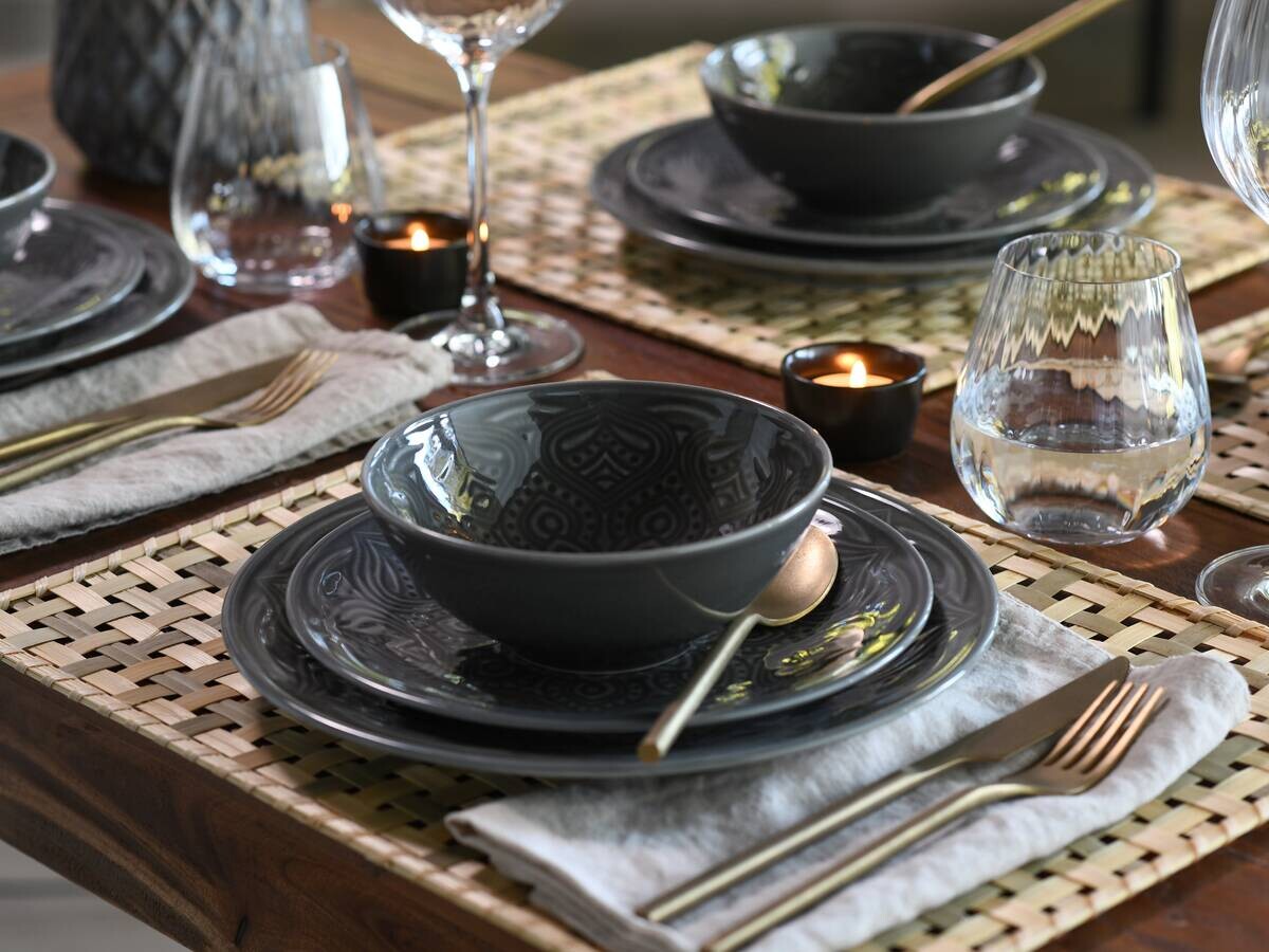 CreaTable Tafelservice Orient Mandala stein Porzellan 12 tlg.