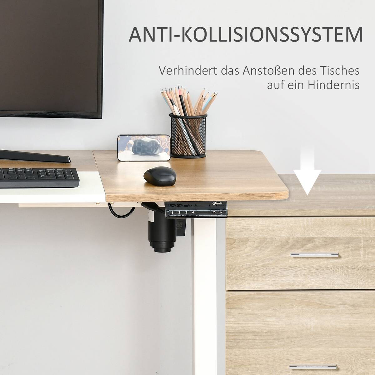 Schreibtisch 920-071V90WT natur Holz Nachbildung weiß B/H/T: ca. 140x116x70 cm