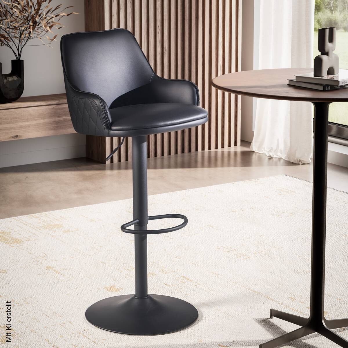 Barhocker schwarz Kunstleder B/H/T: ca. 45x106x45 cm