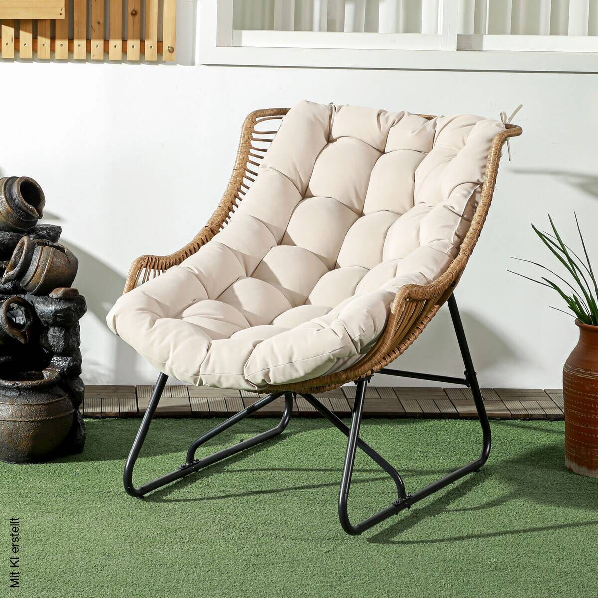 Outsunny Gartensessel khaki Stahl B/H/L: ca. 75x90x101 cm
