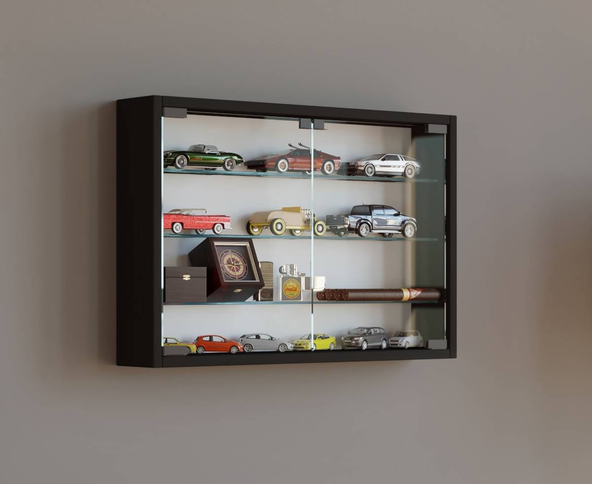 Vitrine Mandosa M schwarz Holzwerkstoff Glas B/H/T: ca. 60x40x10 cm