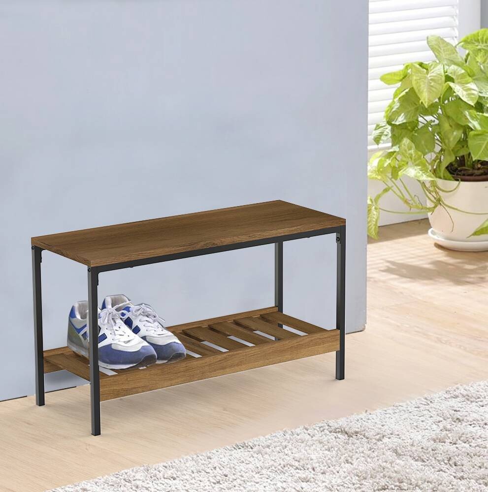 Schuhregal Elwin schwarz Eiche Nachbildung B/H/T: ca. 70x42x26 cm